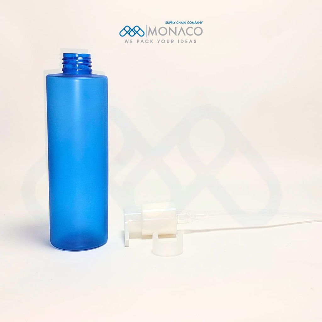 PET Bottle 220 Ml Weight 29 gm Semi Transparent Blue - Painting Matt - Cream Pump Semi White Transparent