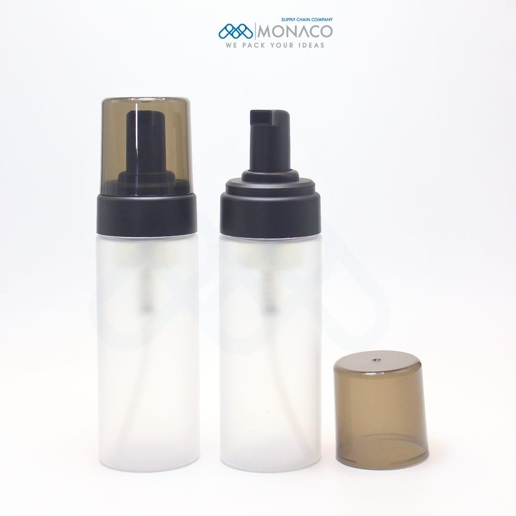 Foam Bottle 150 Ml Coated Matt With Black Pump, Nozzle and Closure Coated Matt and Cap Semi Transparent Black