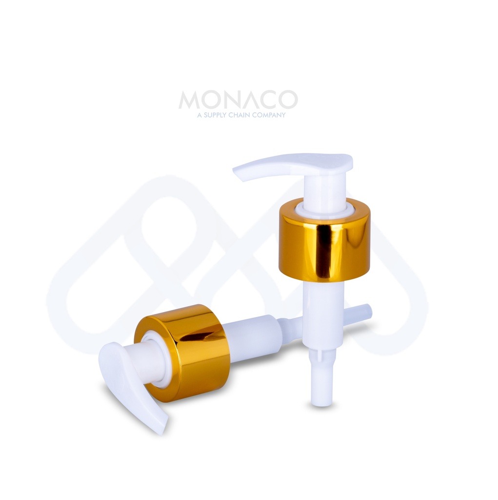 [M0000065] Lotion Pump White Gold Neck 28 / Open-Close