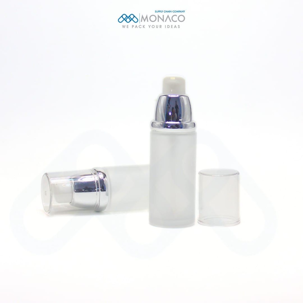 Glass Bottle Round Frosted 30 Ml With Silver Serum Pum and Crystal Cap - Rege