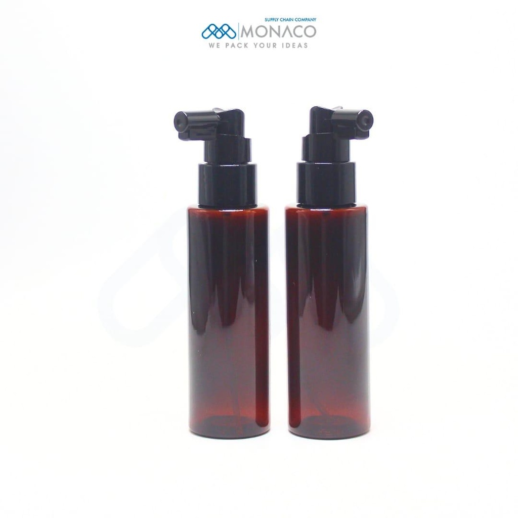 [SET000003] Amber Bottle 100 Ml 19 gm - Neck 24 with Black Pump Vichy Dercos
