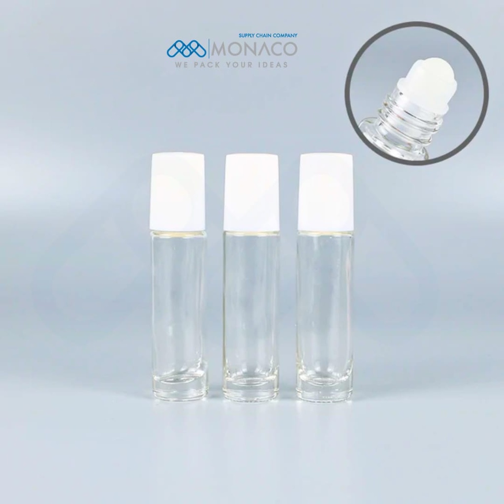 Glass Bottle 10 Ml - White Cap - Ball and House - Tint