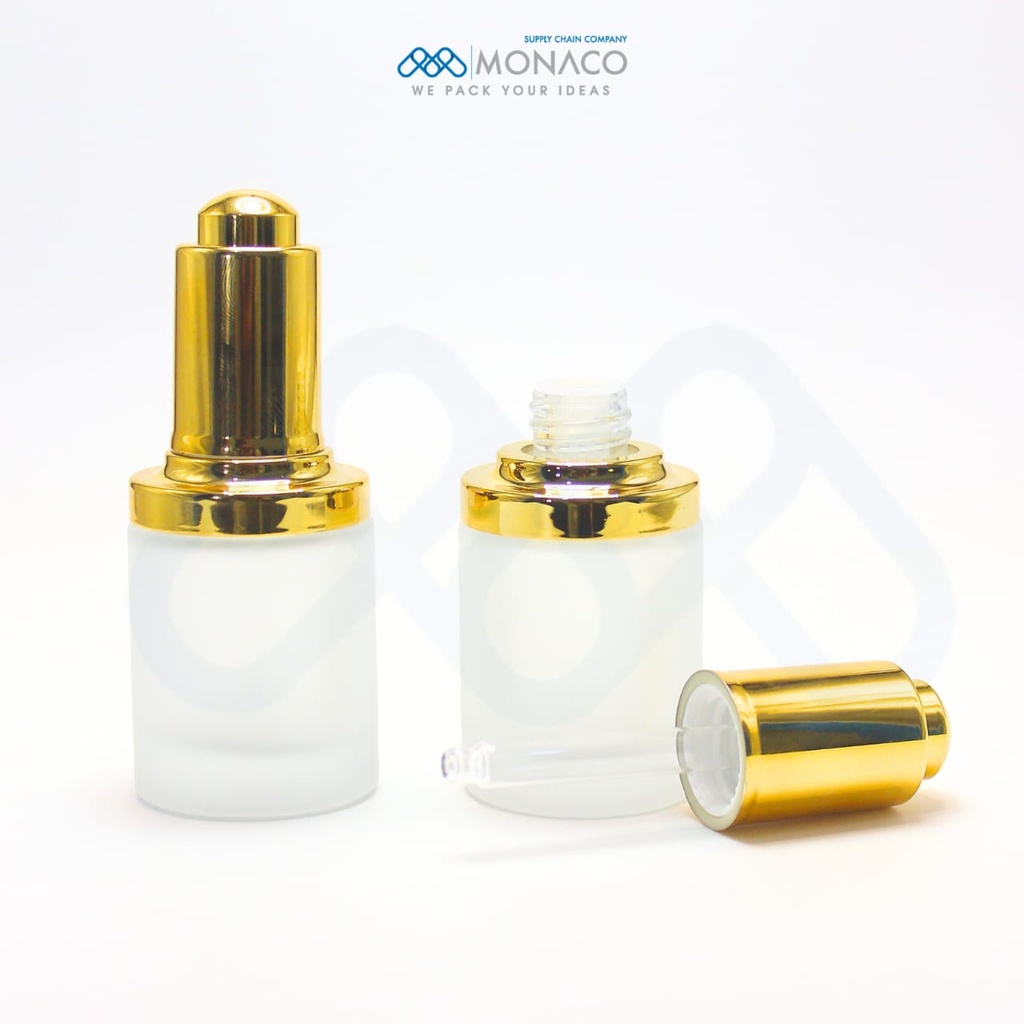 Serum Bottle Frosted 30 ML with Gold Shoulder and Dropper
