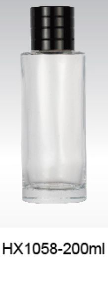 Glass Perfume Bottle Round Transparent - Black Metal Cap - HX1058-100 Ml