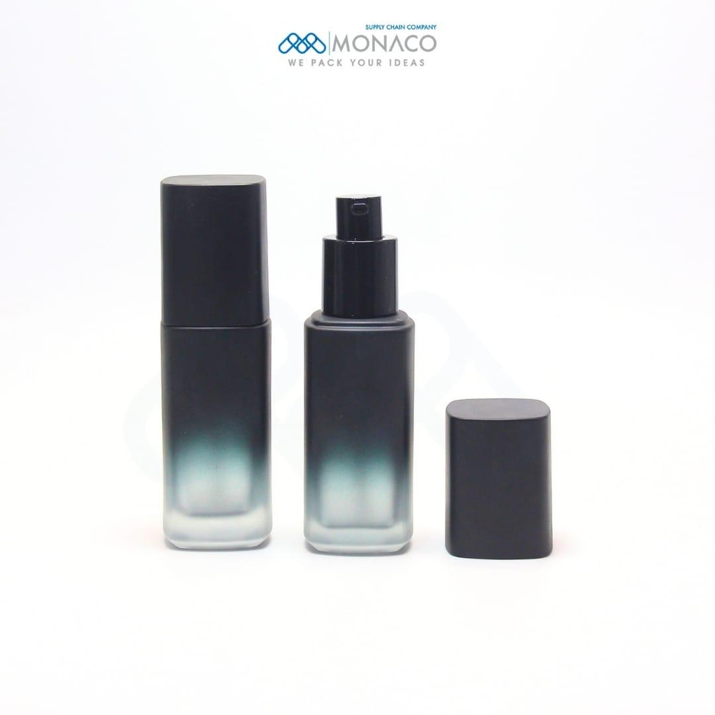 Square Glass Serum Bottle With Pump  45 Ml - Classic