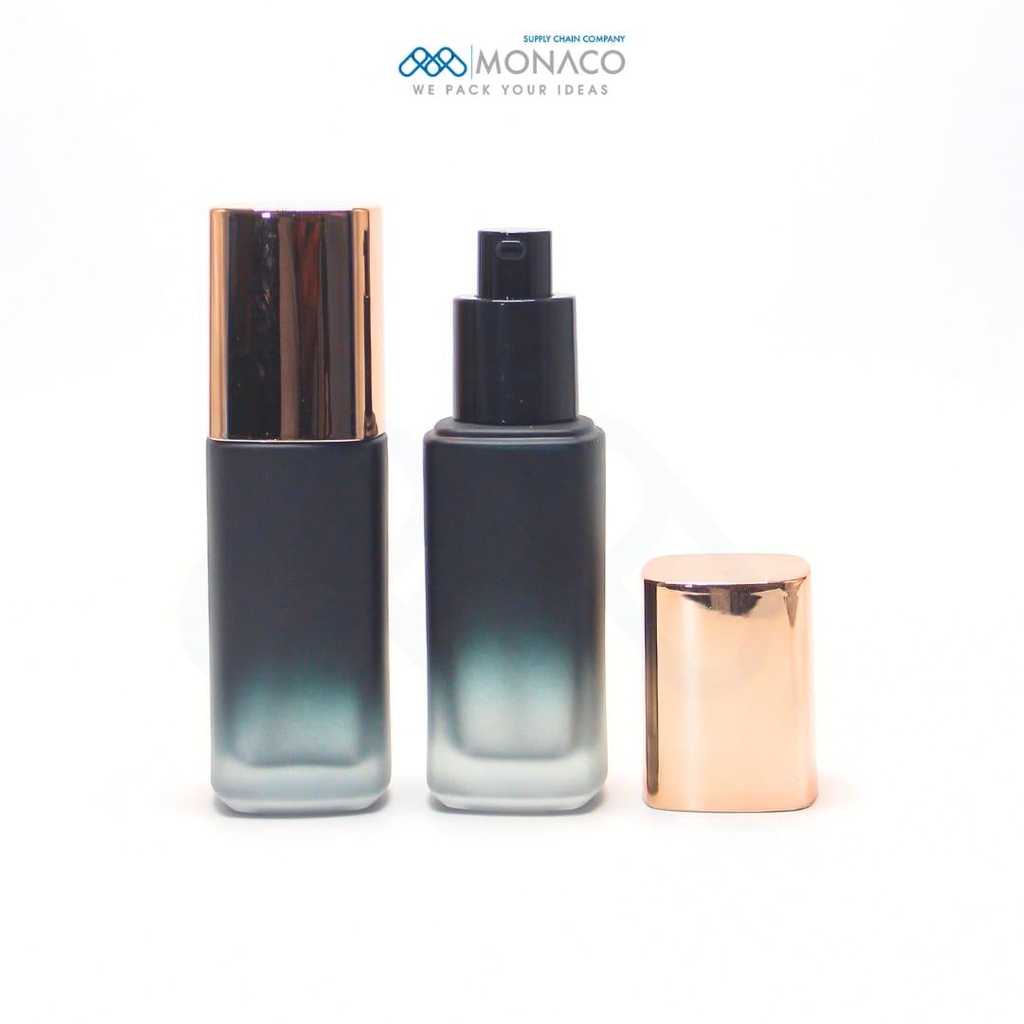 Square Glass Serum Bottle Matt With Pump  45 Ml - Rose