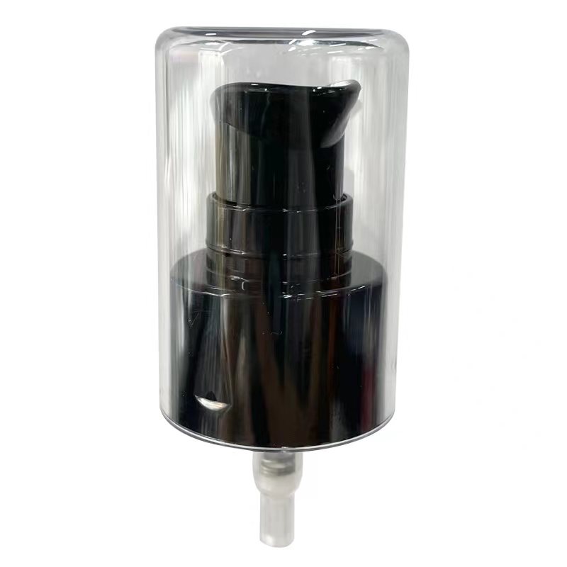 Cream Pump Black With AS Cap Smooth Ring (CT15-4) Neck 24/410
