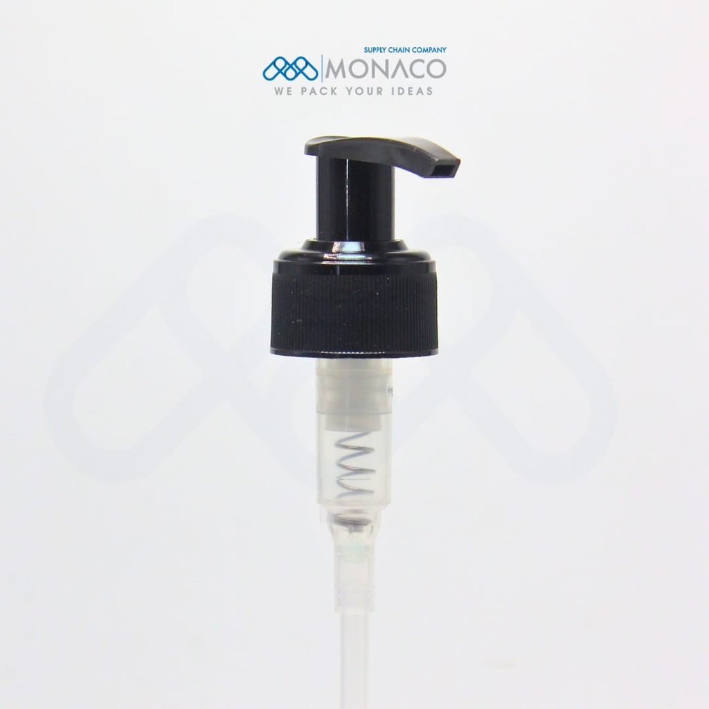 Lotion Pump Black Ribbed Neck 28 / Open-Close