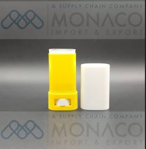 Deodorant Rotate Tube 20 Ml White PS Cap - Yellow Bottle PP And White Bottom Gear