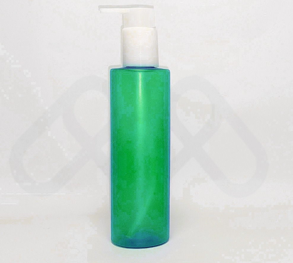 [M0000424] PET Bottle 200 Ml Semi Transparent Green - Painting Matt - Cream Pump Semi White Transparent