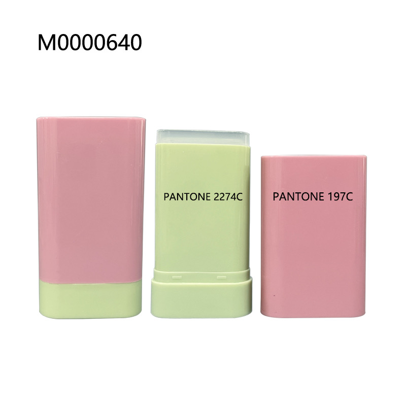[M0000640] Stick Container MN-C2520 - 20 Ml - Green Base Pantone 2274 C - Cap Pantone 197 C Soft Rose - Glow