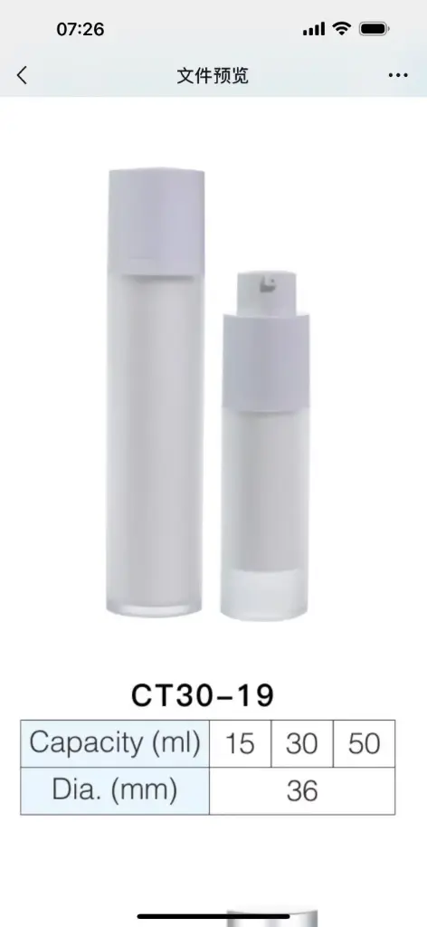 Airless Bottle Round Twist up 50 Ml Transparent Body - White Inner Body and White Head - CT30-19