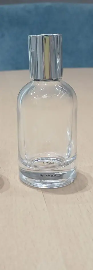 Glass Perfume Bottle 50ML With  Silver Pump and UV Silver Cap