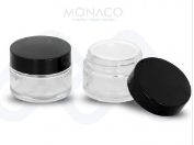 [M0000184] Glass Jar Frosted 30 Ml With Inner White Lid and Matt Black Cap
