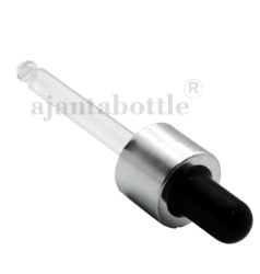 [M0000097] Dropper Silver/Black With Glass Tube 9.5 cm
