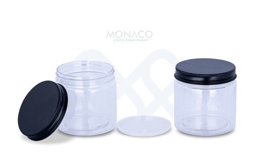 [M0000088] PET Jar 200 Ml With Alu Black Cap and Inner Lid