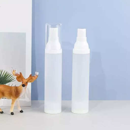 [M0000222] Airless Bottle 50 Ml Frosted / White Pump / Transparent Cap