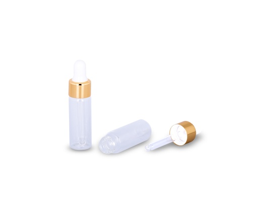[M0000091] Transparent Glass Ampoule 5 Ml with Golden Dropper