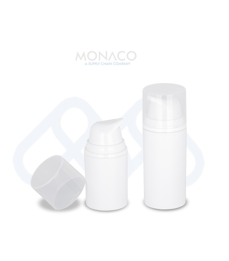 [M0000151] Airless Bottle 15 Ml White / White Pump / Semi-Transparent Cap - Family
