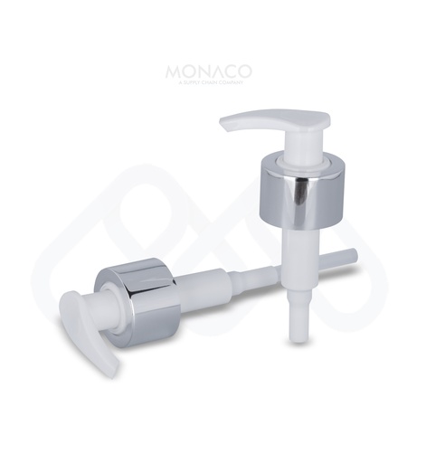 [M0000062] Lotion Pump White / Silver Neck 28