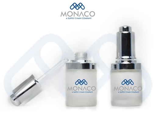 [M0000114] Serum Bottle Frosted 30 ML with Silver Shoulder and Dropper