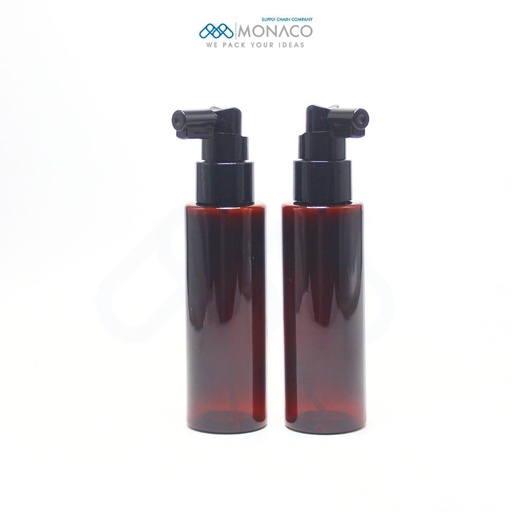 [SET000003] Amber Bottle 100 Ml 19 gm - Neck 24 with Black Pump Vichy Dercos