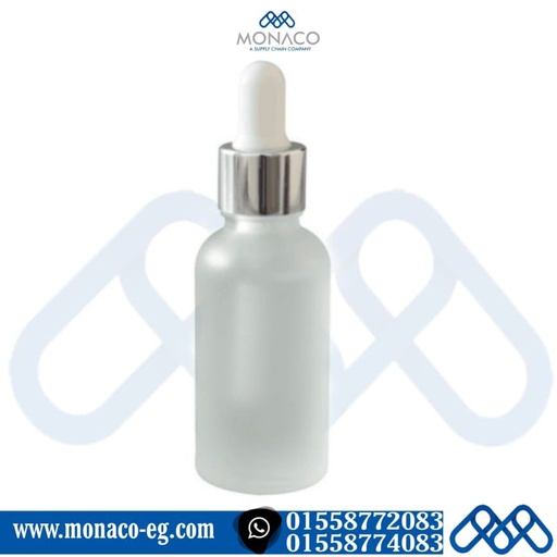 [M0000236] Oil Bottle 30 Ml - Frosted - Silver/White Dropper
