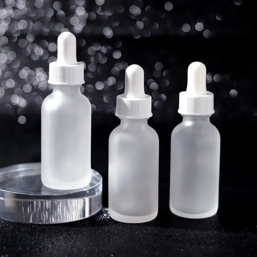 [M0000237] Boston Bottle Matt Transparent 30 Ml with Ripped White Dropper