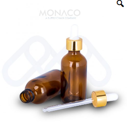 [SET000007] Boston Bottle Brown 30 Ml with Alu Gold/White Dropper - 7.7 CM