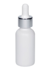 [SET000032] Boston Bottle White Matt 30 Ml with Alu Silver Dropper - 7.7 CM