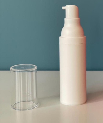 [M0000289] Airless Bottle 30 ML White Body - White Head - Transparent Cap