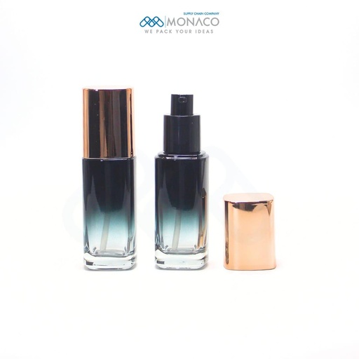 [M0000283] Glass Bottle Square 45 Ml - Rose Gold Shine