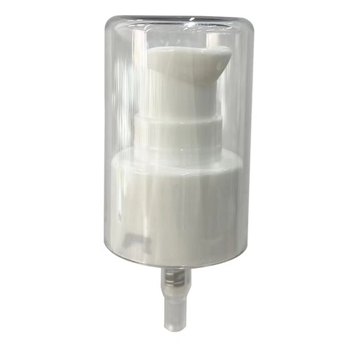 [M0000112] Cream Pump White With AS Cap Smooth Ring (CT15-4) Neck 24/410