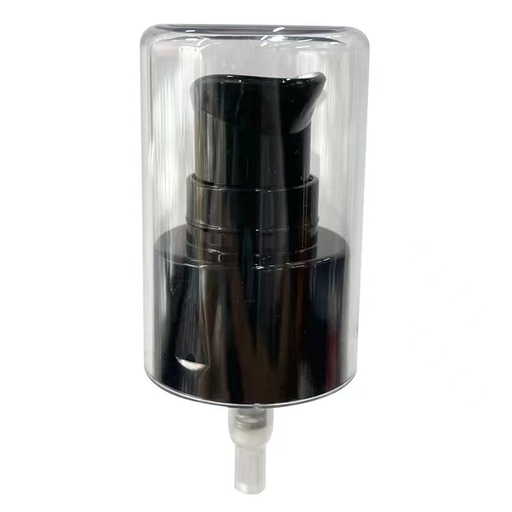[M0000117] Cream Pump Black With AS Cap Smooth Ring (CT15-4) Neck 24/410