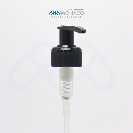 [M0000146] Lotion Pump Black Ribbed Neck 28 / Open-Close