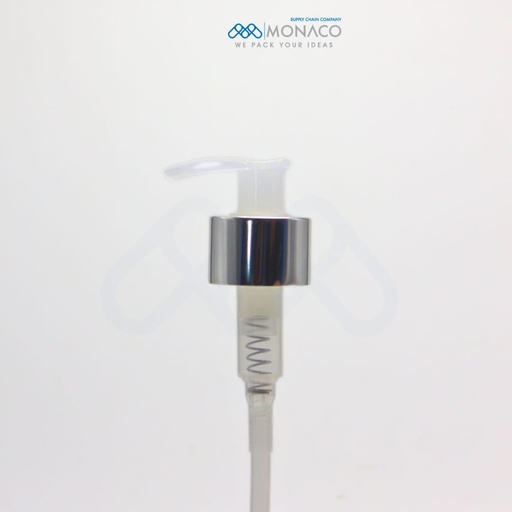 [M0000152] Lotion Pump Natural Color / Silver Neck 28/410 Dip Tube 250 mm CT09-1
