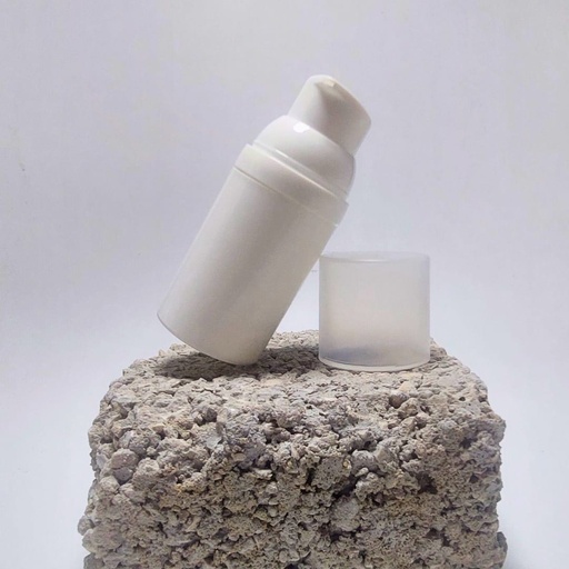 [M0000301] Airless Bottle 30 Ml White / White Pump / Matt Cap / Family Junior