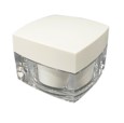 [M0000390] Aclyric Jar Square Thick Transparent 50 Ml With Inner White Jar and Inner Lid and White Cap Square Thick