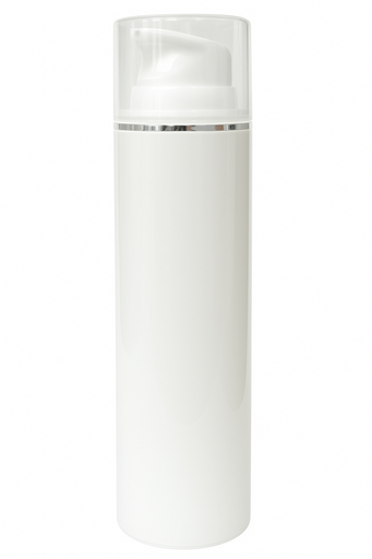 [M0000644] Airless Bottle White 100 Ml With Lock and UV Line With Semi Transparent Cap - CT100-28