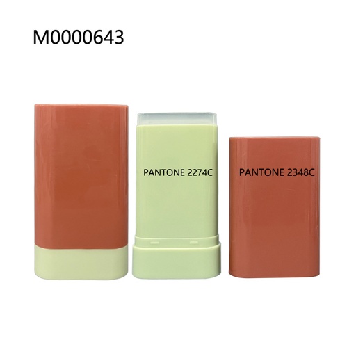 [M0000643] Stick Container MN-C2520 - 20 Ml - Green Base Pantone 2274 C - Cap Pantone 2348 C Warm Coral - Glow