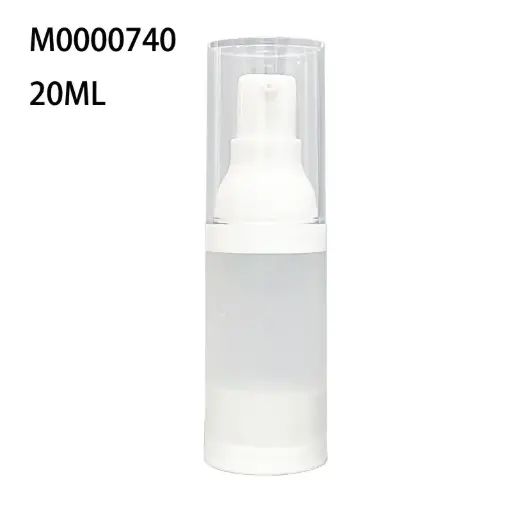 [M0000740] Airless Bottle 20 Ml Frosted / White Pump / Transparent Cap
